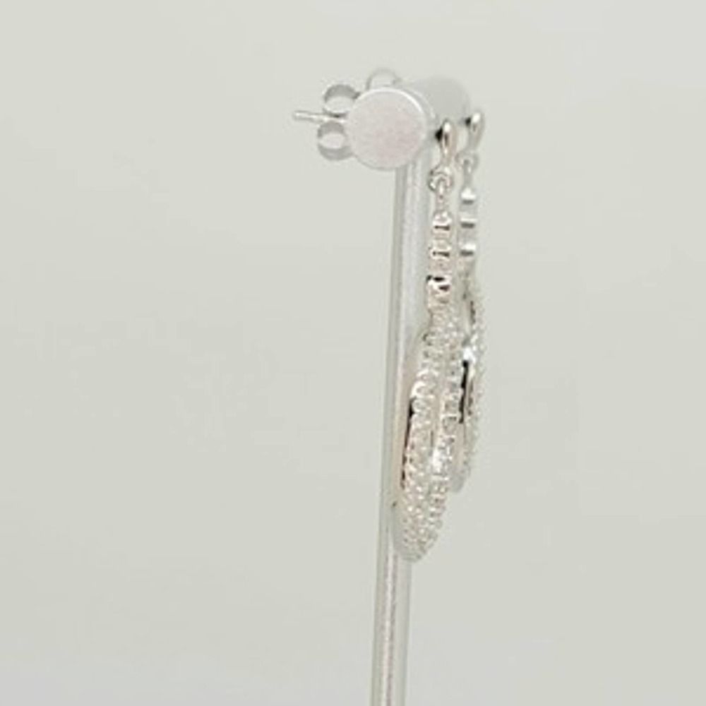 Platinum Plated .925 SS 1.67cttw Diamond  Simulant Circle Earrings - Picture 5 of 9